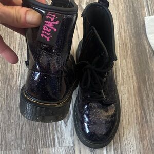 Dr. Martens Black Glitter Lace-Up Boots